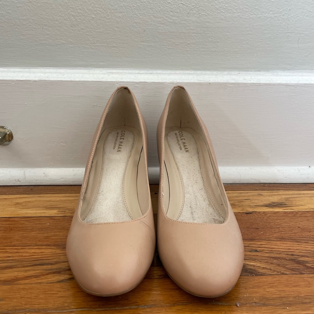 Cole Haan Brush Leather Block Heel Pump